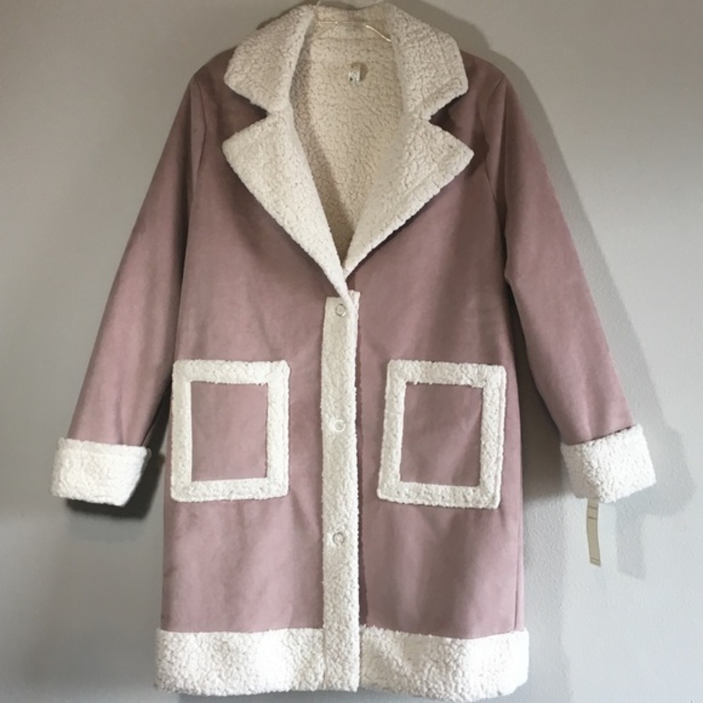 NWT Teddy Coat Sherpa Peacoat Trench Fleece Winter